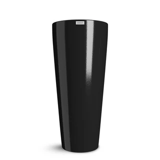 Vaso Alto Preto Alto Brilho em Fibra de Vidro 66cm