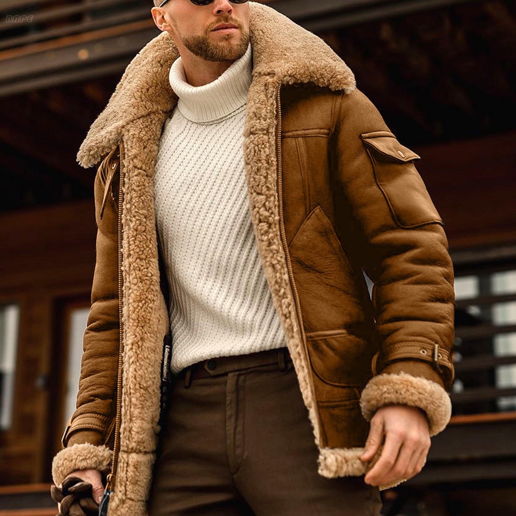 Compra online de Casaco de mistura de lã masculina jaqueta de lã