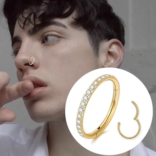 Anel Clicker De Septo De Titânio G23 Com Joia Corporal De Argola Articulada Hipoalergênica CZ Para Piercing em Oferta na Shopee