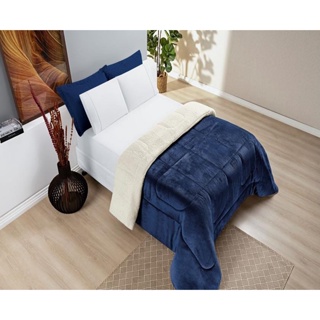 COBERDROM Casal Everest Sherpa Manta La Carneiro azul MARINHO quente frio grosso