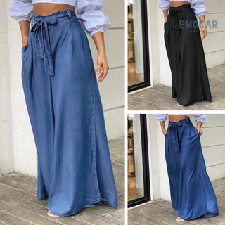 EBR_ Women Calça Cor Sólida De Cintura Longa Apertada Senhora Saia Diária