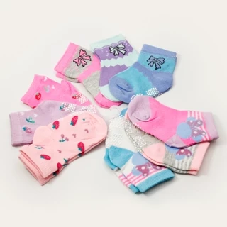 Kit 12 Pares Meias Infantil Antiderrapante Meias MENINA/Femininas 0-10 Anos
