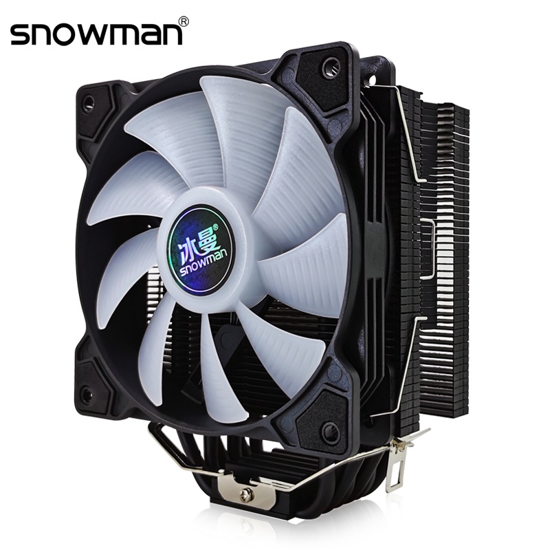 SNOWMAN 6 Heat Pipes CPU Cooler 120mm PWM 4 Pin PC Radiator RGB Quiet ...