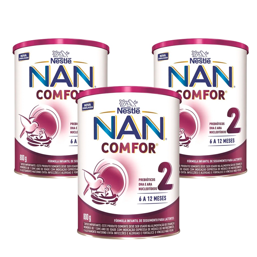 Nan Comfor 2 Fórmula Infantil kit Com 3 Latas de 800g | Shopee Brasil