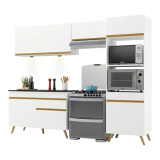 Cozinha Compacta 4 peças com Leds MP2018 Veneza Up Multimóveis Branca