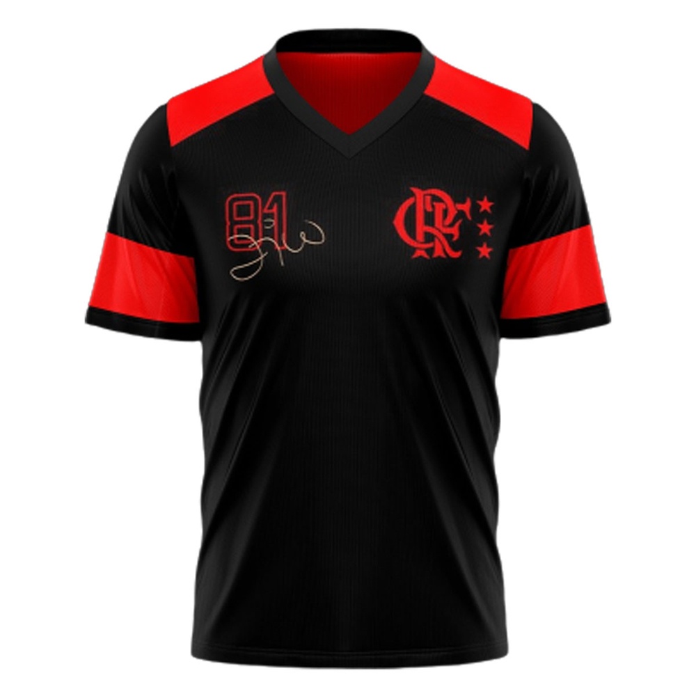 Camiseta Braziline Flamengo Nova Zico Retrô Masculina - Preto e Vermelho