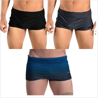 Kit 3 Sunga Boxer Lisa e Estampada Sunga Moda Praia Piscina