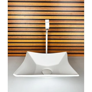 KIT CUBA VIDRO QUADRADA 35CM + TORNEIRA + VALVULA BRANCO FOSCO