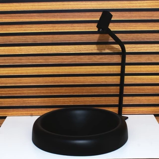 Cuba Vidro Chapéu 32cm Com Válvula e Torneira Preto Fosco