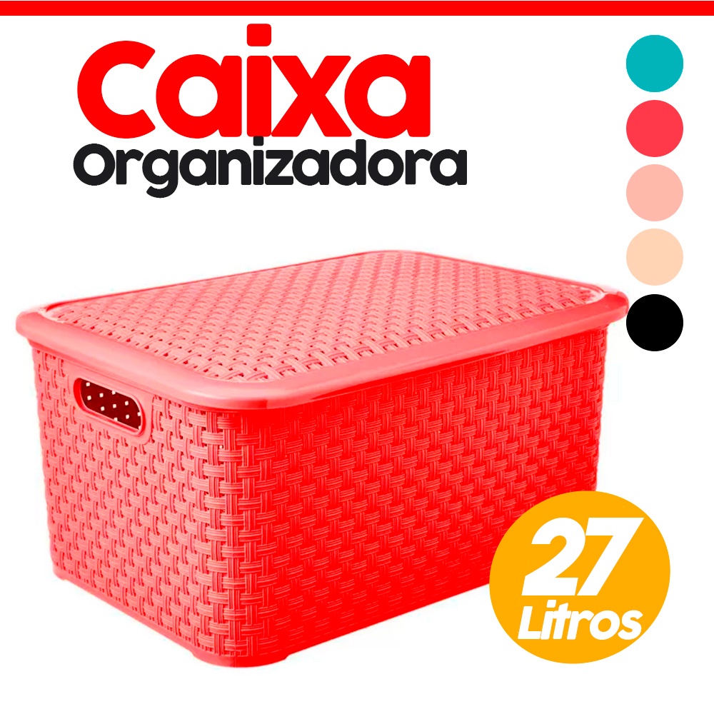 Caixa Cesto Organizador Com Tampa Litros Grande Multiuso Shopee Brasil