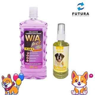 Kit Higiene Banho Pet Shampoo/Condicionador 6x1 + Perfume Talco 120ml