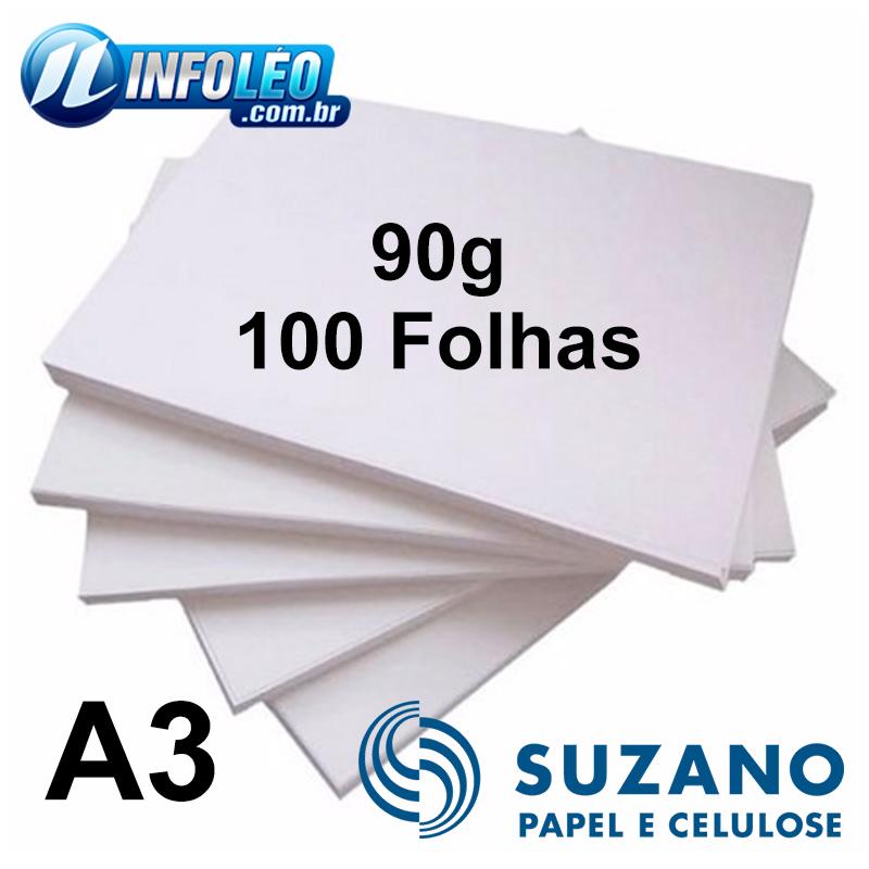 Papel Offset Suzano 90 Gramas A3 Branco 100 Folhas Shopee Brasil 0735