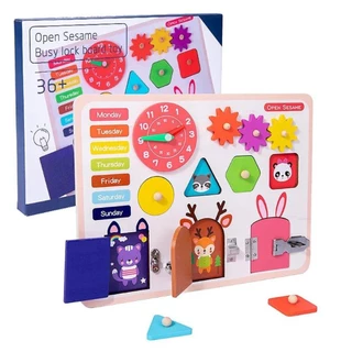 Brinquedo Educativo em Madeira - Relógio, Formas, Dias da semana - Shiny Toys