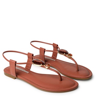 Rasteira  Napa Naturale Mocca com Pedraria