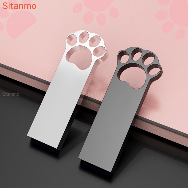 Pendrive Metálico 128GB 1TB 2TB Unidade Flash USB De Alta Velocidade À Prova D'água 8GB 16GB 32GB 64GB 1GB Pata De Gato Preto Prateado