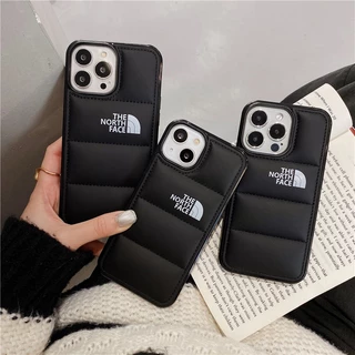 Estoque Pronto 【 Face 】 Capa De IPhone Compatível Com 14 Pro Max 13 11 12 X XS XR 7 8 Plus Moda Norte Algodão Preenchimento Jaqueta 3D Puffer Celular Macia