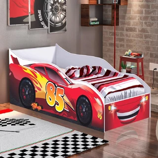 Cama Carro McQueen Vermelho com Colchão Infantil