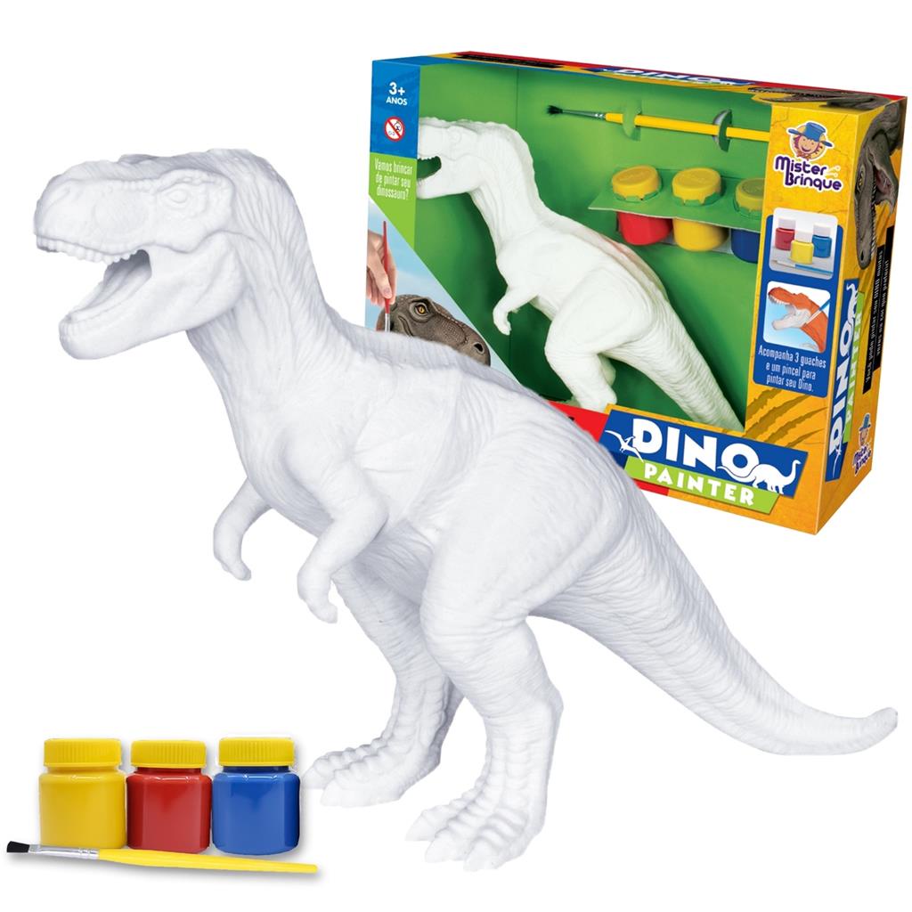 Dinossauro Trex Attack Pintura - 6 Tintas e 1 Pincel