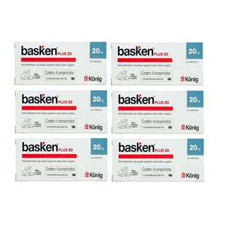 Kit 6 Vermífugo Basken Plus 20 Antiparasitário 5Kg Konig