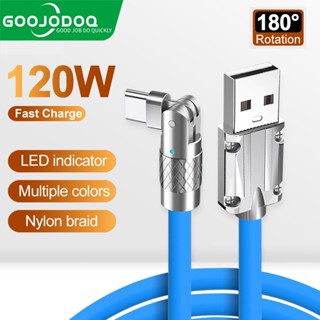 Goojodoq 120w 6A Cabo De Carregamento Super Rápido Giratório De 180 Graus USB Tipo C De Silicone Para Jogos