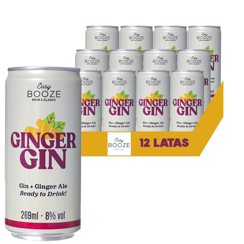 Drink Easy Booze Lata Gin+Ginger 269ml (12 latas) | Shopee Brasil