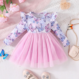 Vestido de princesa para bebês recém-nascidos, primavera, verão, estampado,  tule, babados, sem mangas, roupa boho, rosa, 6 a 12 meses