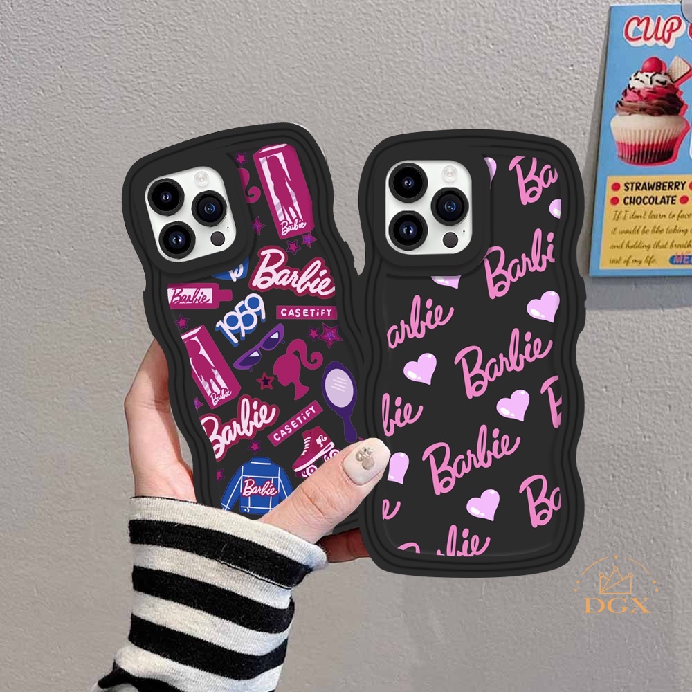 Para Realme C53 C55 10 C30 C31 C33 C35 C21Y C25Y C11 2021 C15 C25 C17 C12 C3 C2 8i 7i 5 5i 6i 7 Pro Narzo 50A Prime 20 Amor Barbie Borda De Onda De Grafite TPU Capa De Telefone DGX