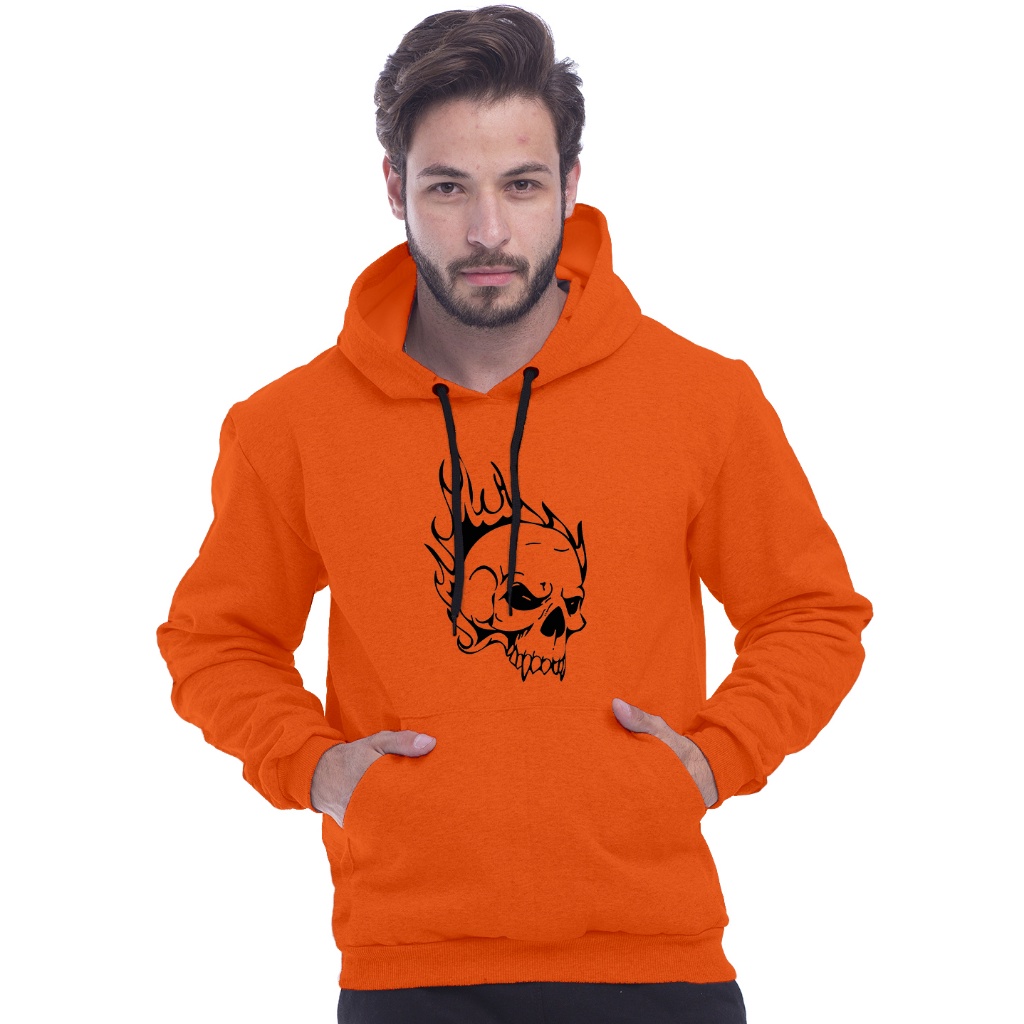 Blusa Moletom Masculino Caveira Casaco Casual De Frio Rockeiro
