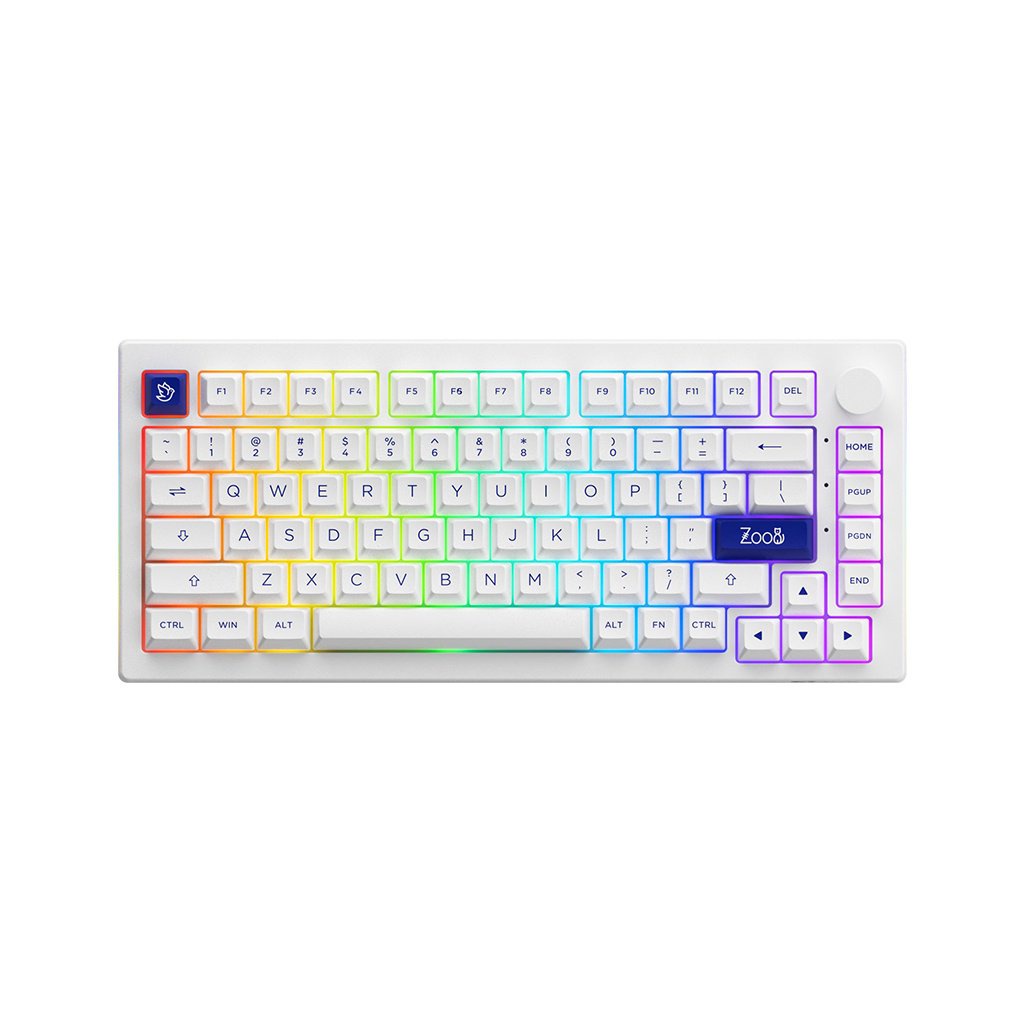 Akko 5075B Plus V2 azul em branco 75% quente trocável multi-modos RGB teclado de jogos mecânico 2.4GHz sem fio e USB-C e BT 5.0 MIUF