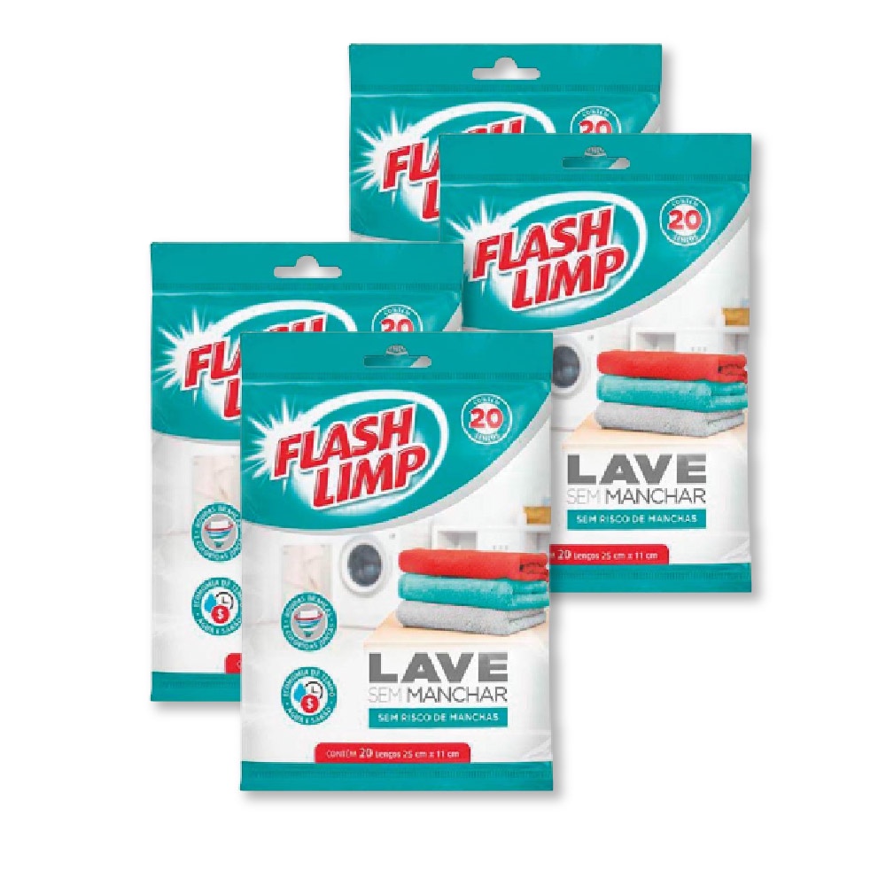 Kit 4 Lenço Lave Sem Manchar Anti Manchas FLASH LIMP | Shopee Brasil