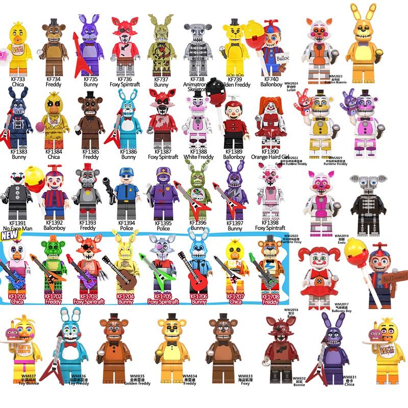 Blocos De Construção Minifiguras Five Nights at Freddy's Series Freddy Bonnie Chica Foxy Brinquedo Para Crianças