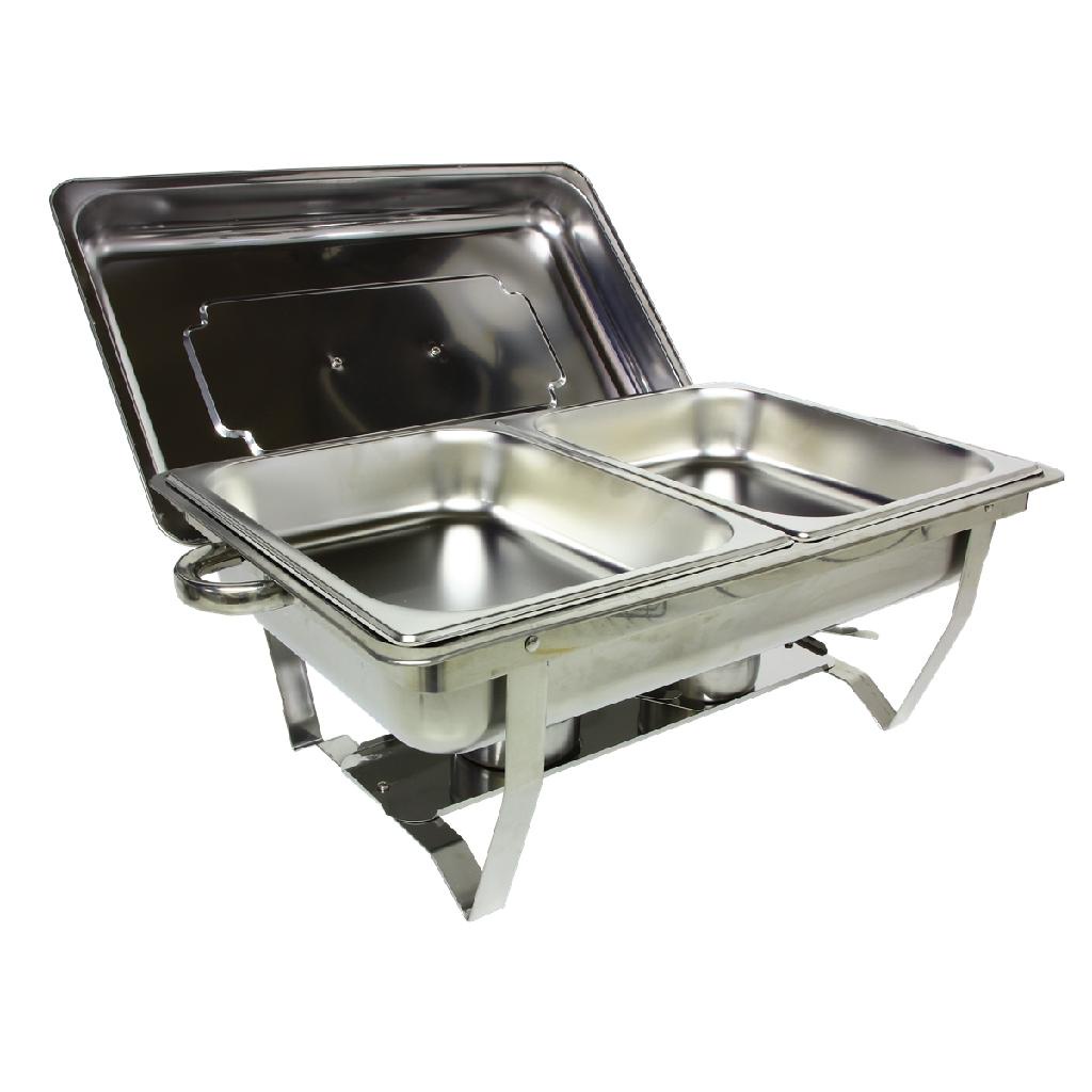 Rechaud Inox 9 Litros 1/2 Panelas Banho Maria 2 Cubas Buffet