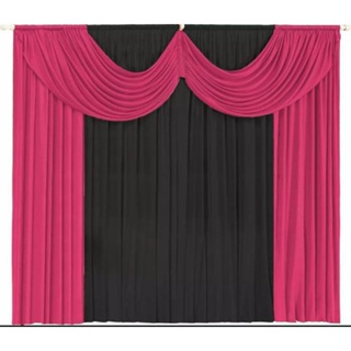 Cortina Paris Com Bando Para Quarto e Sala 2,00 X 1,70 Preto e Rosa