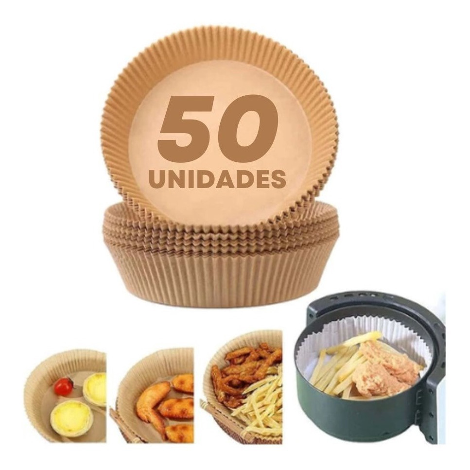 Forma De Papel Descartável Para Fritadeira Air Fryer 50 Unidades