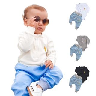 Kit 2 Peças Body Manga Longa e Calça Jeans Bordados