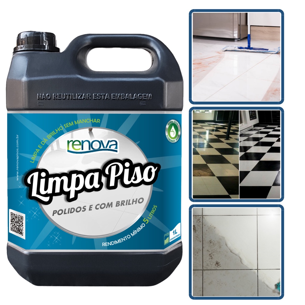 Limpa Porcelanato Pisos Brilhantes Remove Encardido 5 Litros