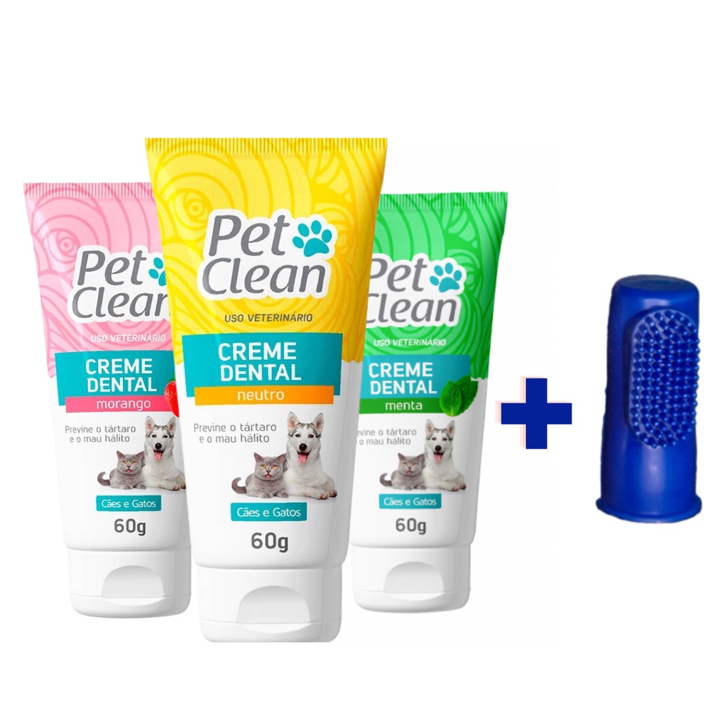 Kit Creme Dental Pet Clean + Dedeira para Cães e Gatos Shopee Brasil