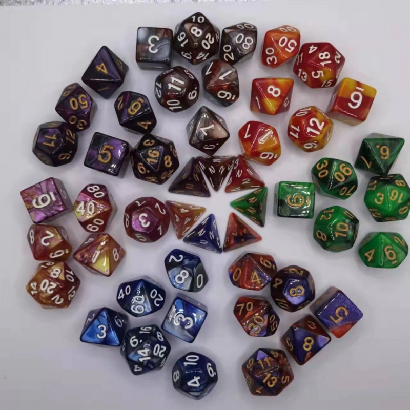 Conjunto de dragões de cor dupla, conjunto de 7 peças, conjunto de dados de  jogo para acessórios, placa de dados rpg poliédricos, material para jogos  de jogos de lazer, entretenimento