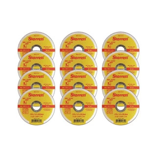 Kit 12 Discos De Corte Extra Fino Inox Starrett 115mm 4.1/2" x 1mm Profissional