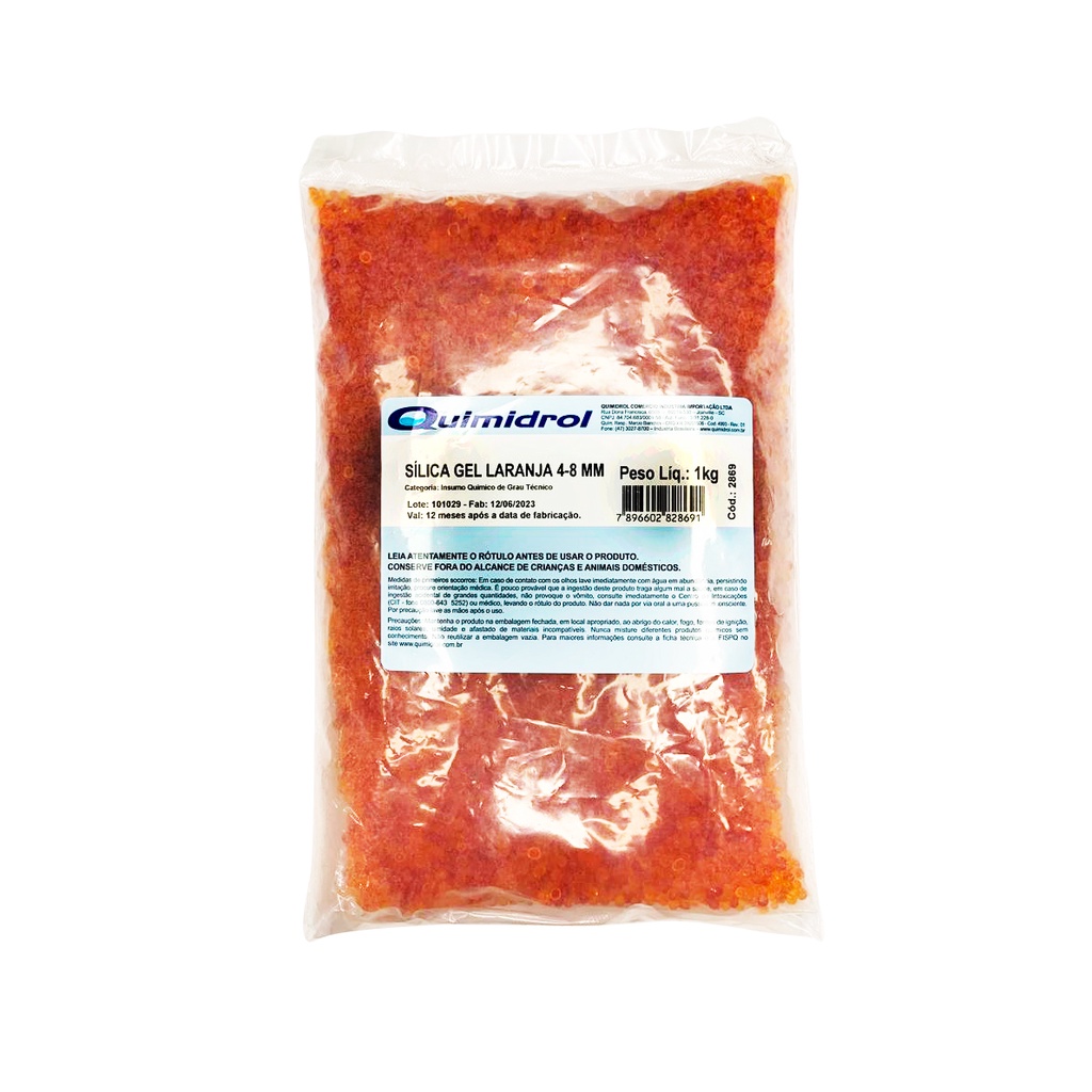 Sílica Gel Laranja Desumidificante 4-8mm 1kg