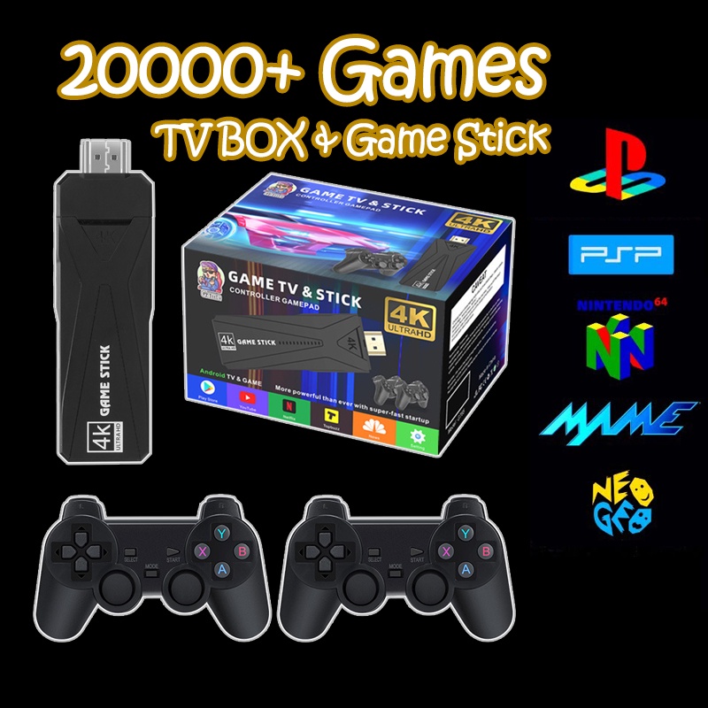 Mini TV Android Stick Game Stick 10000 Games 4K Retro Video Game Consoles  For PS1 PSP SFC Android TV Stick for Netflix