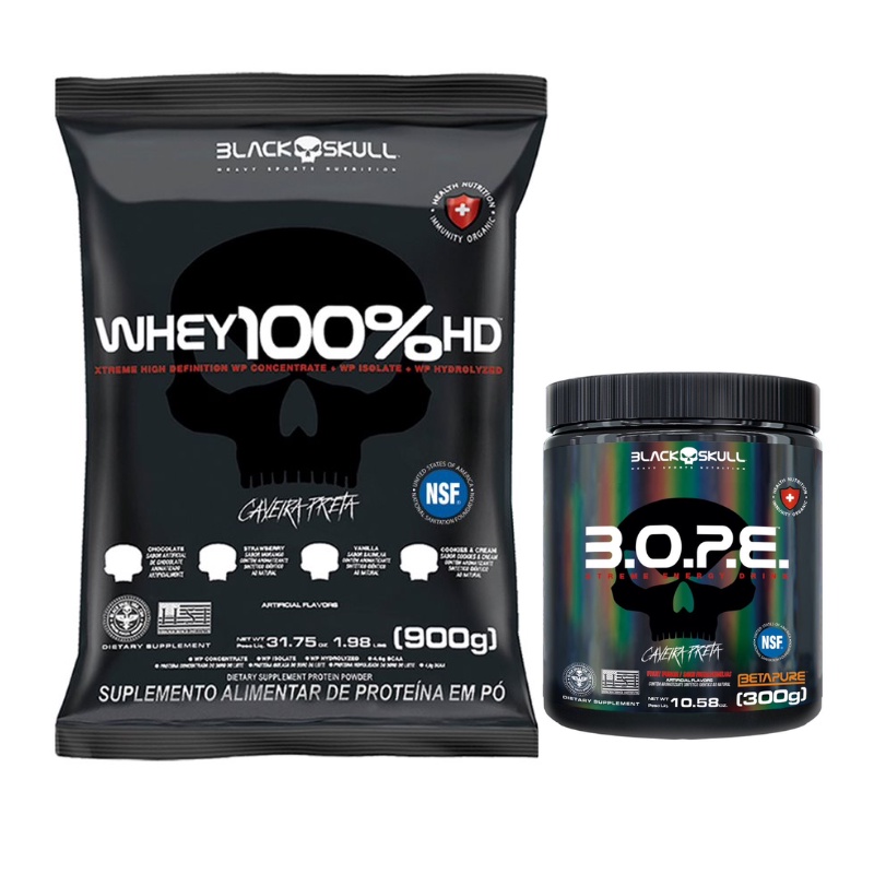 Kit Whey 100% HD + Bope 300g – Black Skull