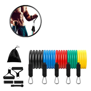 Conjunto Kit 5 Faixas Tubos Elasticos De Latex Com Pegador Para Treino Academia E Casa Exercicios Treinamento De Resistencia
