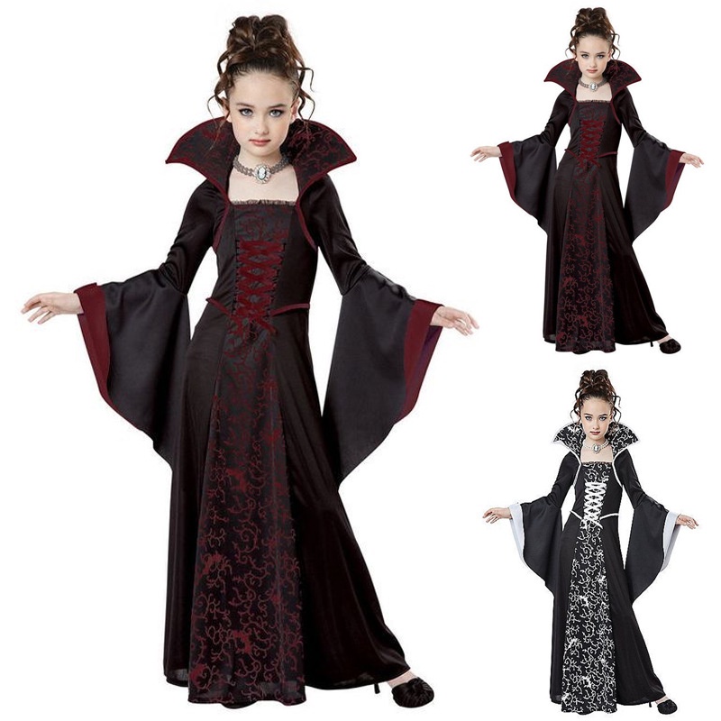 Fantasia Vampira Adulta de Halloween Com Gola e Capa