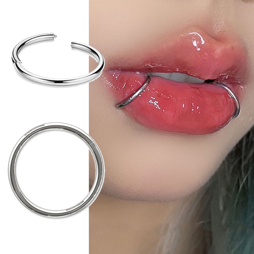 Anel Piercing de Lábios Falso Sem Furar Argola de Aço Inoxidável Boca Clipe  Labial Removível