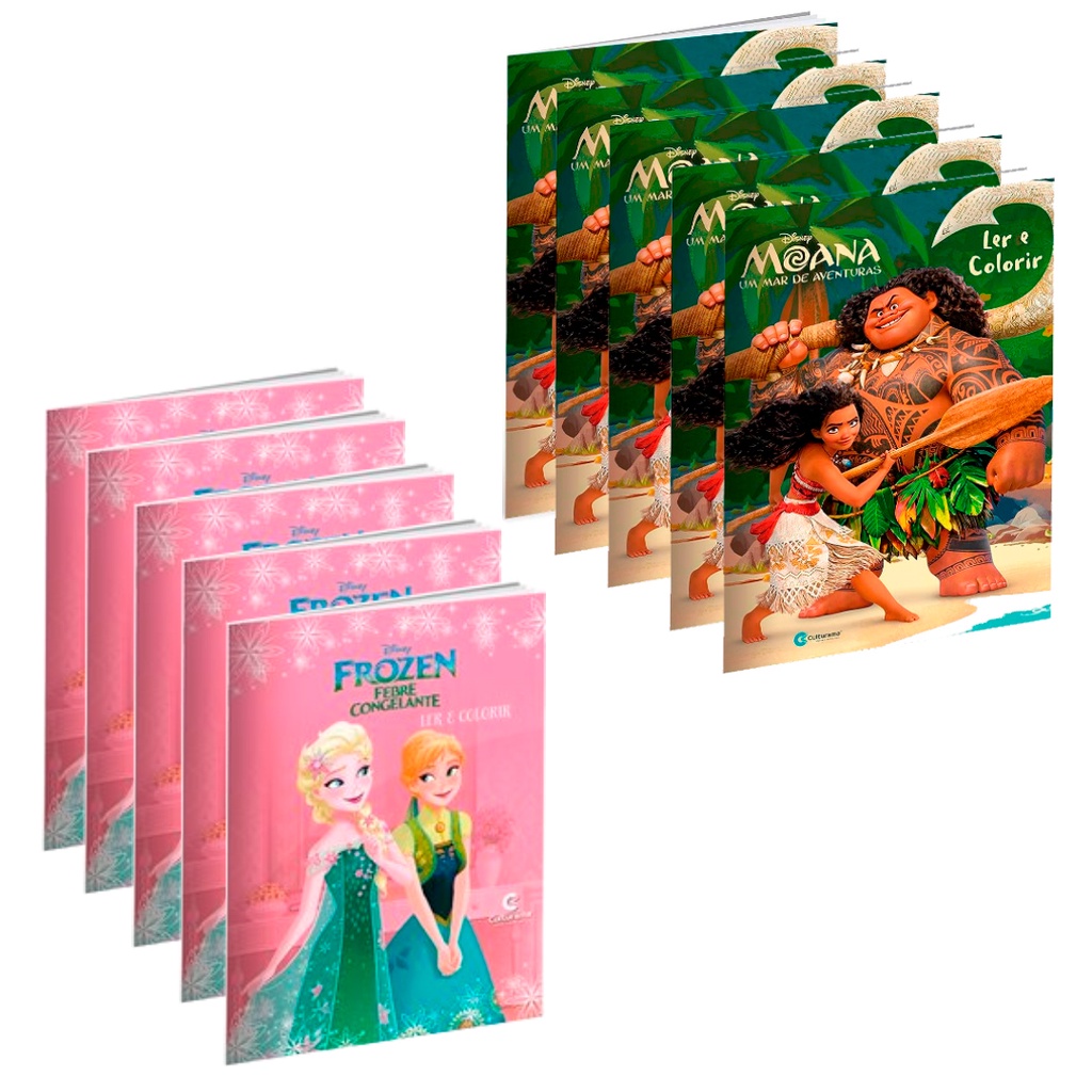 Kit Ler e Colorir: Moana e Frozen, 20 Revistas, 2 Capas - Edição 09 ...