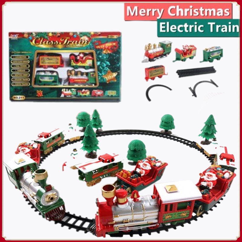 Trem Elétrico De Natal Carros De Corrida De Brinquedos Com Música Papai Noel Decoração De Árvore Modelo Natal Gift