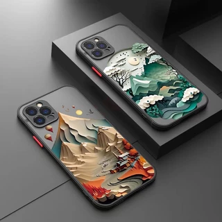 Capa Para iPhone 15 Pro Max 11 12 13 14 7 8 Plus SE 2020 Creative Mountains Rivers À Prova De Choque