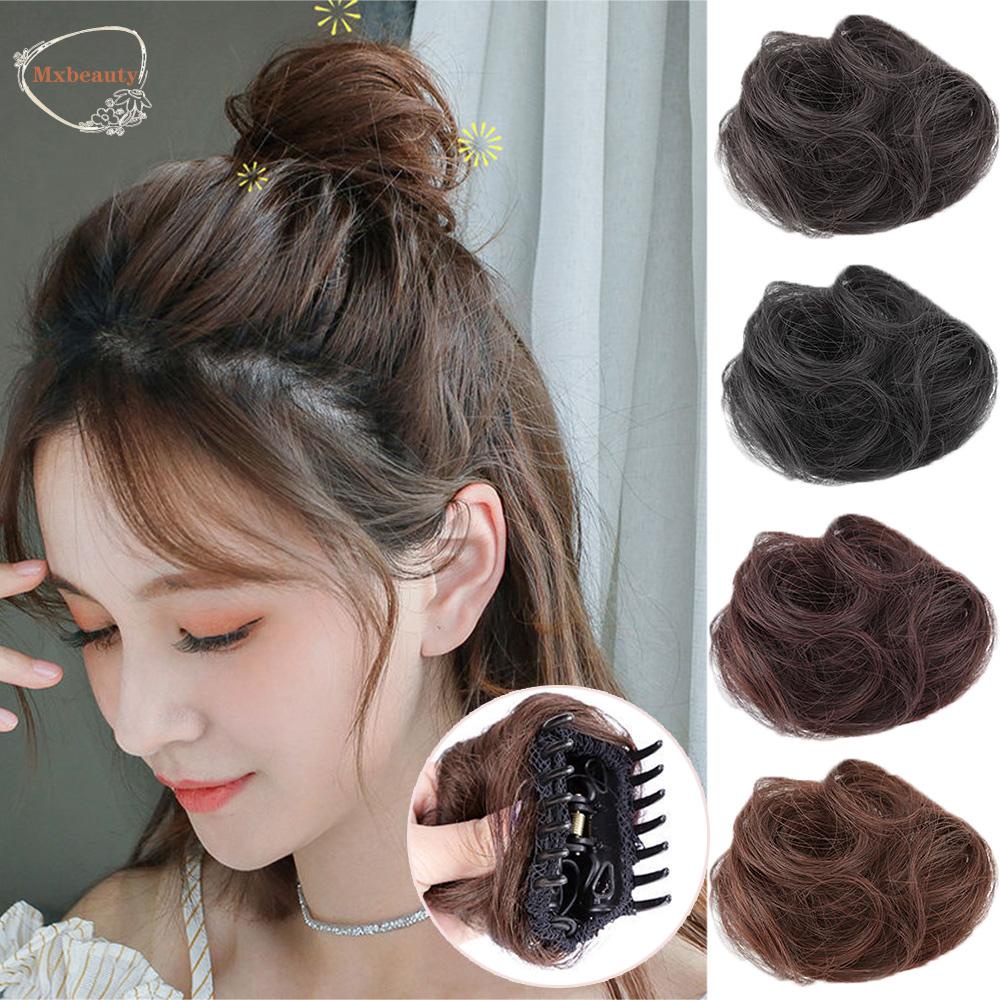 BORUIB Fake Hair Bun Trendy Stylish Retro Mulher Extensão De Cabelo  Sintética Resistente Ao Calor Fibra Natural Liso Noiva