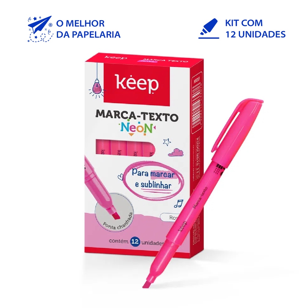 MARCA TEXTO ROSA CX 12PCS | Shopee Brasil